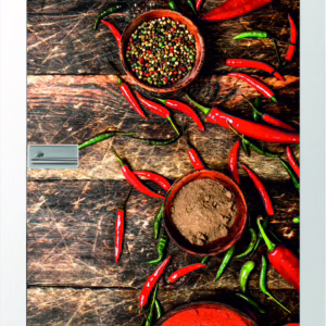 JOKA Glastür Chilli Fläche Keramischer Fotoprint inklusive Weißlack Zarge