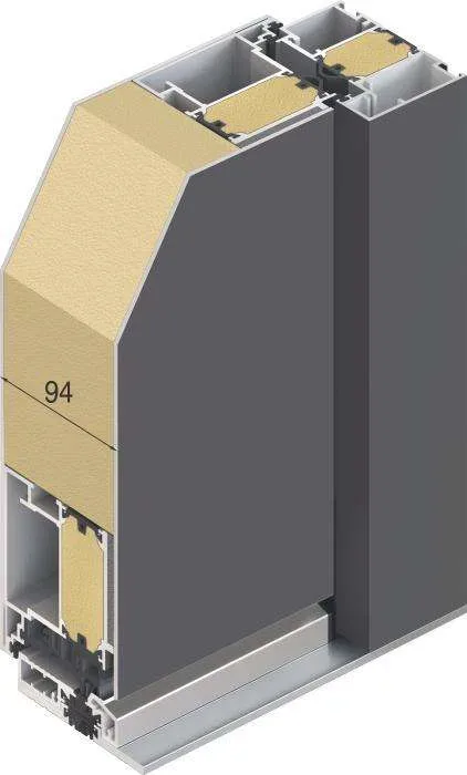 Aluminium-Haustür: Vorteile, Grenzen und Materialvergleich 3 Schnittansicht des INOTHERM Profils AT 110 P plus mit Aluminiumprofilen, Dämmfüllung und Dichtungen; Beispielausführung